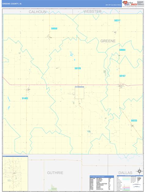 Greene County Ia Zip Code Wall Map Basic Style By Marketmaps Mapsales