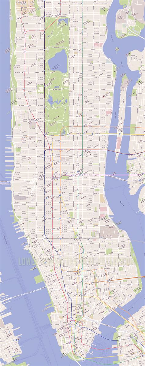 Detailed Road Map Of Manhattan Nyc Manhattan Nyc Detailed Road Map