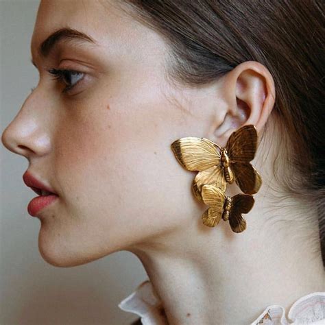 Gold Metal Butterflies Wedding Earring Simple Earrings Women S