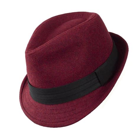 6pc Mens Red Polycotton Westend Fedora Hats H10334 Rd Product