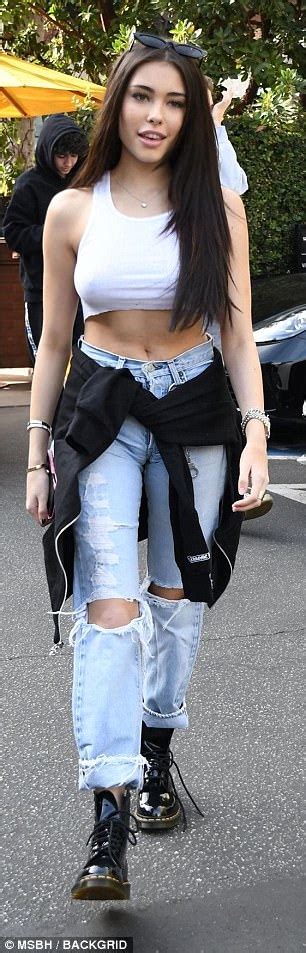 Madison Beer Flashes Major Cleavage In Racy White Bustier Daily Mail