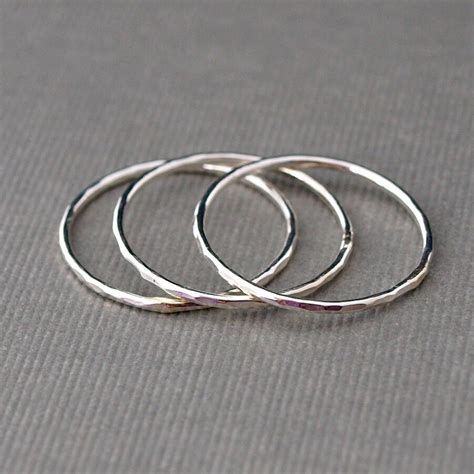 Three Thin Silver Rings Skinny Silver Rings Sterling Silver