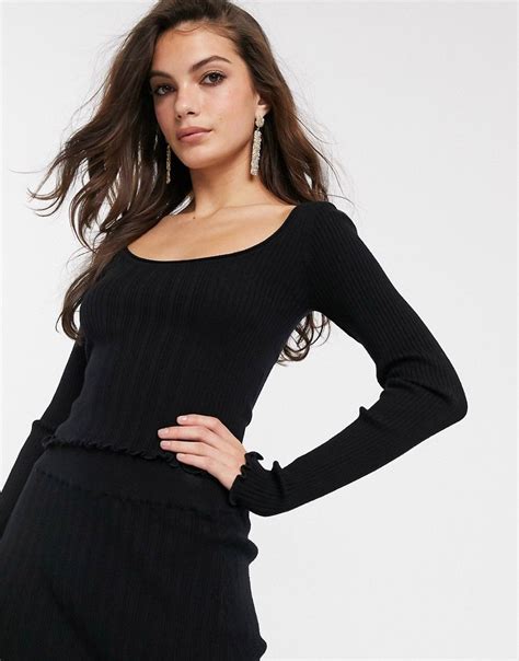 Asos Design Asos Design Two Piece Scoop Neck Sweater With Ruffle Hem