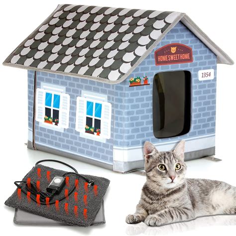 Petyella Heated Cat Houses For Outdoor Cats In Winter Heated Outdoor