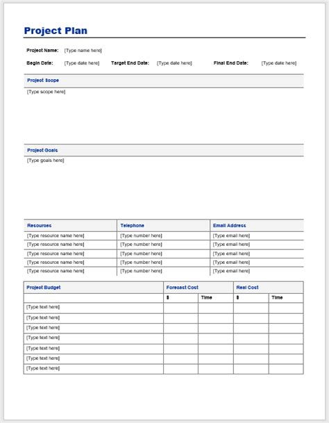 Project Plan Templates 18 Free Sample Templates My Word Templates