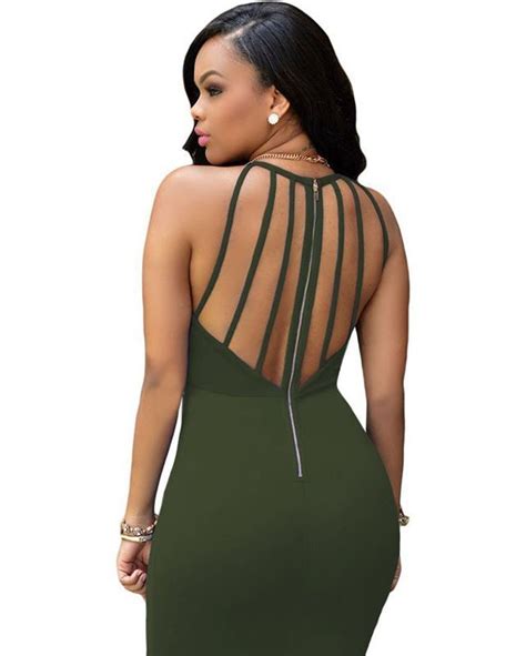 Its Still Green Dress With That In Mind Check Out This Army Green Strap Back Hollow Out Dress