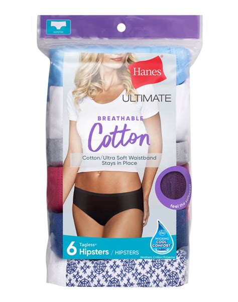 41h6cc Hanes Ultimate® Breathable Cotton Hipster 6 Pack