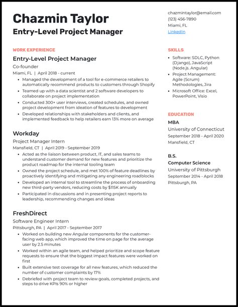 Resume Project Examples Project Manager Resume 2021 Example Full