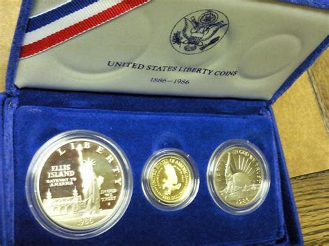 1986 Statue Of Liberty 3 Coin Set In Box Wpaper