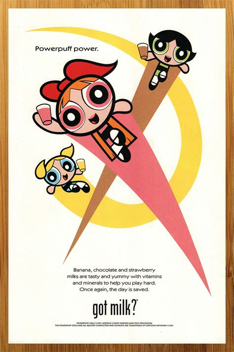 2001 Powerpuff Girls Got Milk Vintage Print Adposter Cartoon Network