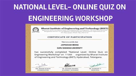 Free Quiz Certificate National Level Online Quiz On Engineering