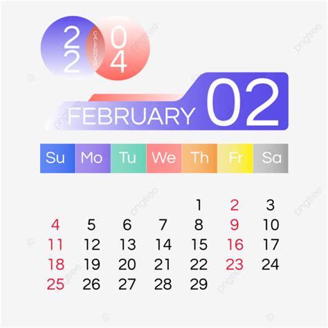 Gambar Kalender Bulan 2024 Februari Warna Sederhana Dan Indah Dua Ribu