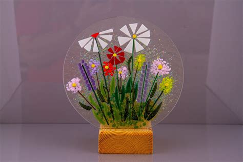 They don't need to be watered and require. Fused Glass Wild Flower Plate. Sun Catcher. Spring Summer ...