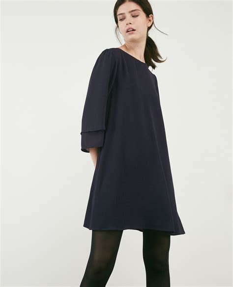 Dress With Wide Sleeves Navy Dolita Comptoir Des Cotonniers