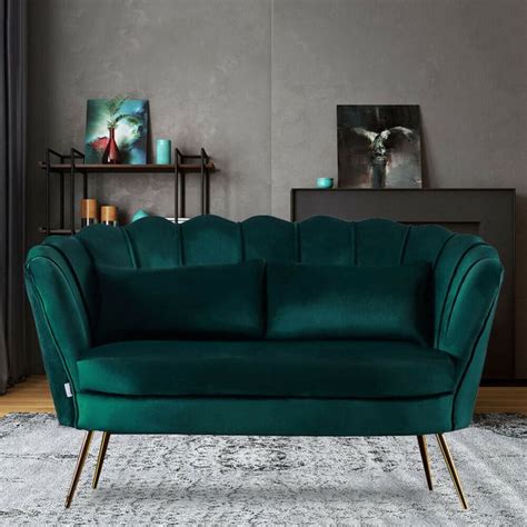 Emerald Green Velvet Sofa 2 Seater Love Seat Corner Settee Couch Lotus