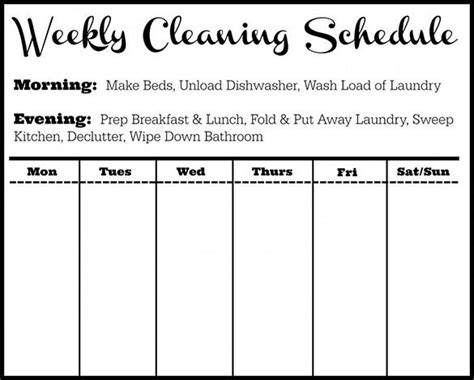 monthly cleaning schedule template excel ~ excel templates