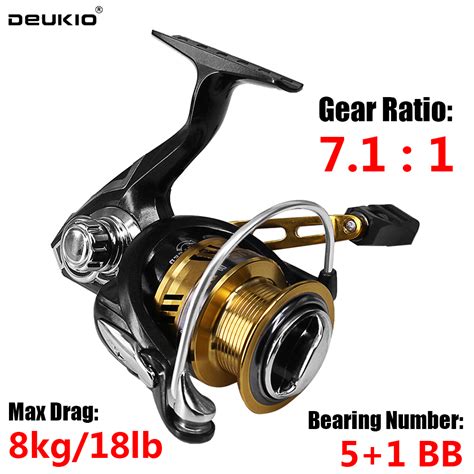 DEUKIO High Speed Spinning Reel 7 1 1 Gear Ratio Metal Spool Bass