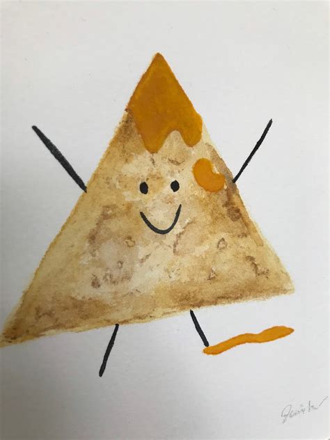 Original Watercolor Painting Titled Nacho Painting Etsy