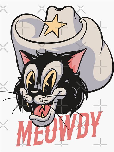 Meowdy Cat Cowboy Cat Retro Mascot Howdy Yall Pink Background