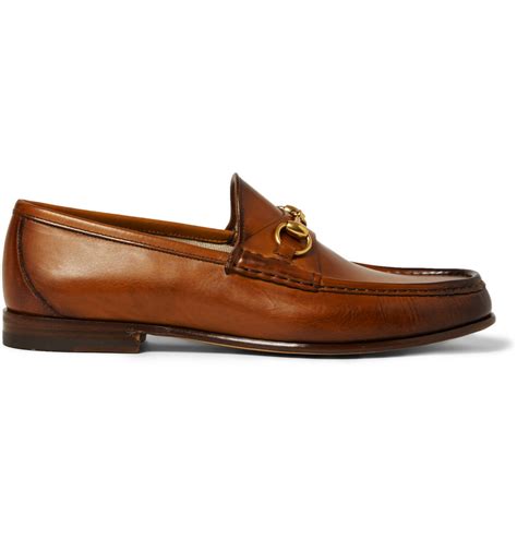 Lyst Gucci Burnished Leather Horsebit Loafers In Brown For Men