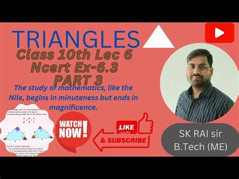 Class 10th Triangles Similarity Of Triangles Maths By SK Rai