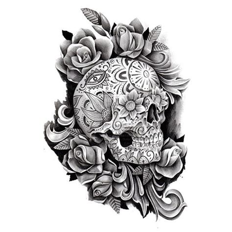 Day Of The Dead Sugar Skull Tattoo Design
