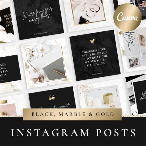 Instagram Post Templates Black Gold And Marble Canva Designs