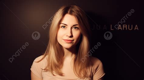 Young Woman With Blonde Hair Stands In A Dark Space Background Laura Picture Background Image