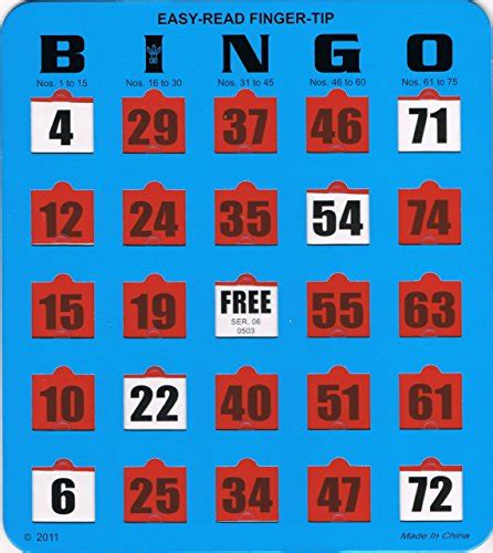 25 Blue Easy Read Bingo Heavy Duty 5 Ply Jumbo Shutter Slide Cards