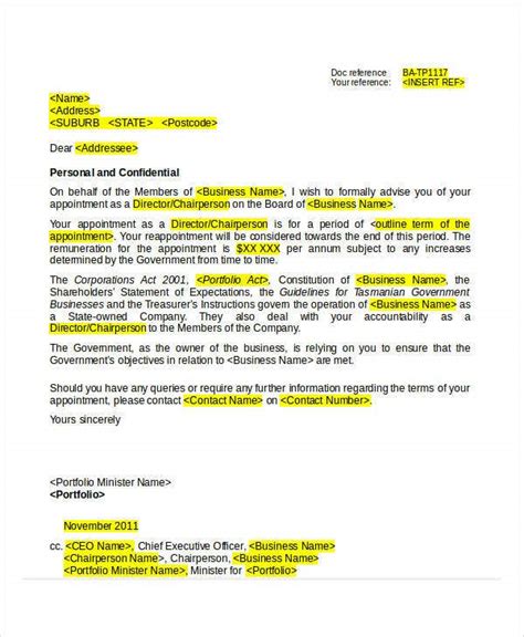 Appointment letters must provide all the information necessary for employees to start working for the company. Appointment Letter Template - 31+ Free Word, PDF Documents ...