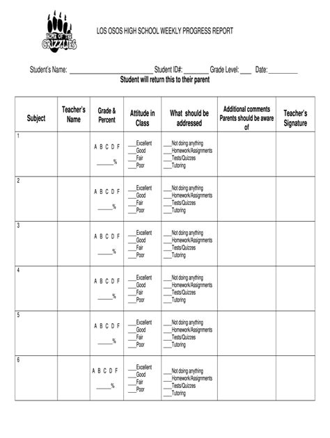 Athletic Progress Report Fill Online Printable Fillable Blank