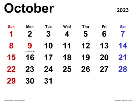 October 2023 Calendar Free Printable Calendar Templates