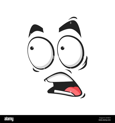 Cartoon Face Frightened Emoji Vector Scared Facial Expression With Wide Open Or Goggle Eyes And