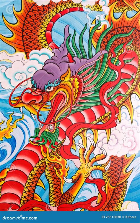 Chinese Dragon Painting On The Wall Stock Photo Image 25513030