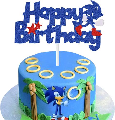 Blue Hedgehog Happy Birthday Cake Topper Sonic Birthday