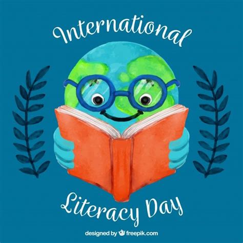 International Literacy Day Background With World Reading Free Vector