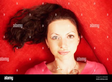High Angle View Of A Young Woman Lying Down Stock Photo Alamy
