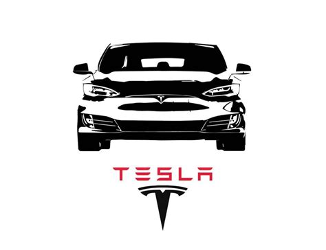 Tesla Model S Bandw Outline Front View With Logo Vector Etsy