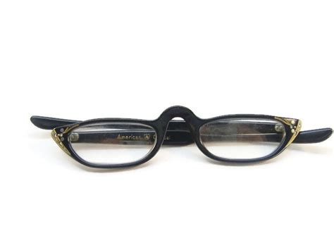 Vintage 60s Eyeglasses Eyewear With Rhinestones Frame Ao Etsy