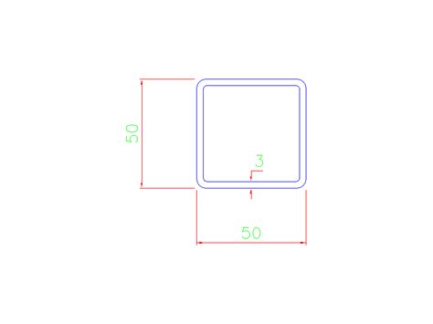 Square Tube 50x50x3 Free Cad Block And Autocad Drawing