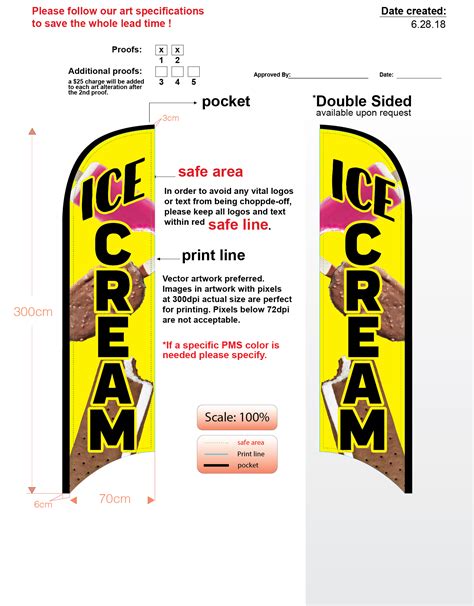 Custom Ice Cream Med Double Sided Feather Flag Kit With Flag Flagpole Ground Spike Carry