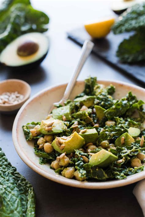 Kale Salad With Avocado Lemony Kale Avocado And Chickpea Salad