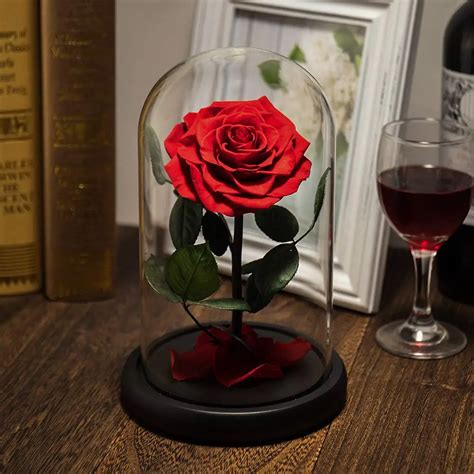 New Hot Selling Products Preserved Rose Flower In Glass Dome Buy