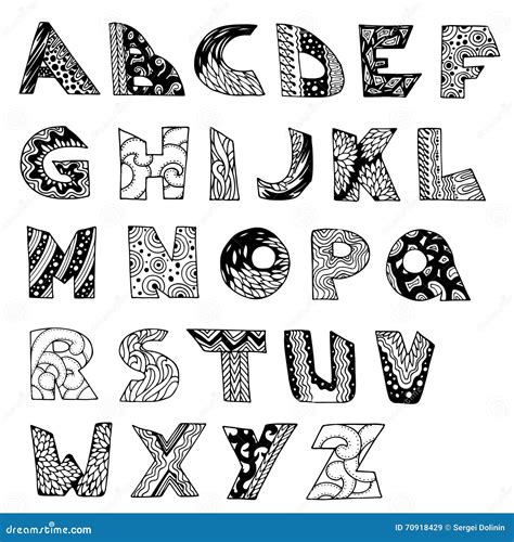 Doodle Vector Alphabet Letters Set Stock Vector Illustration Of C71
