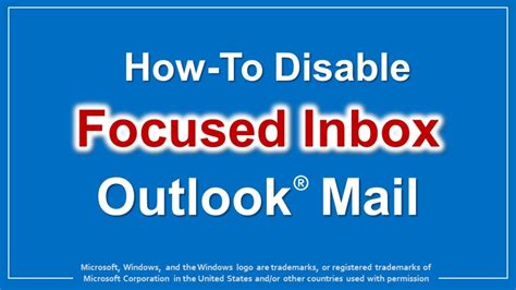 How To Disable Focused Inbox In Outlook Mail Youtube