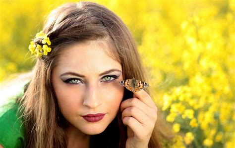 картинки природа человек девушка женщина цветок портрет модель весна Мода Бабочка