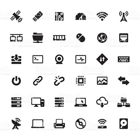 Technology And Computers Related Symbols And Icons Computer Vector