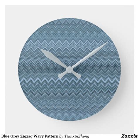 A Clock With Blue Zigzag Pattern On It