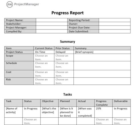 Free Progress Report Template For Projects Word Download