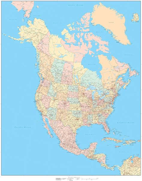 Poster Size North America Map In Adobe Illustrator Vector Format From
